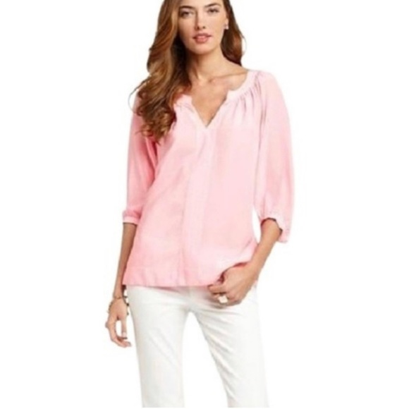 🌸 Lilly Pulitzer Moxy 100% Silk Shirt Small - Picture 7 of 8